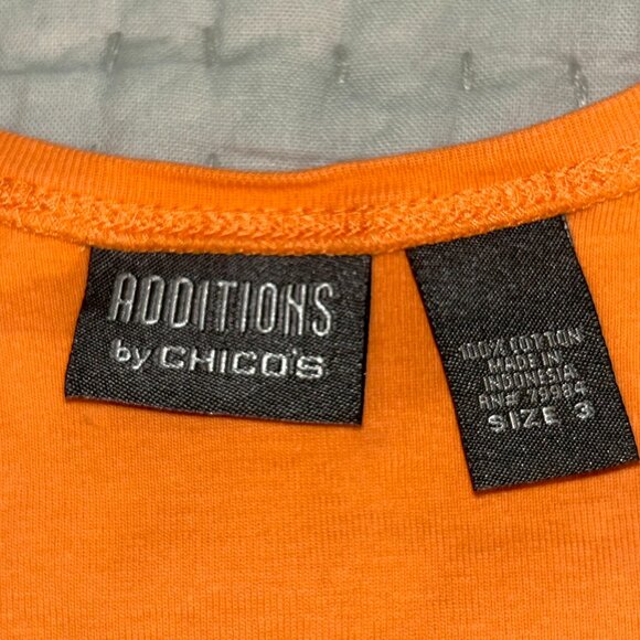 Chico's Additions V-Neck Sleeveless Tee Shirt size 3 or XL Orange - Picture 3 of 6